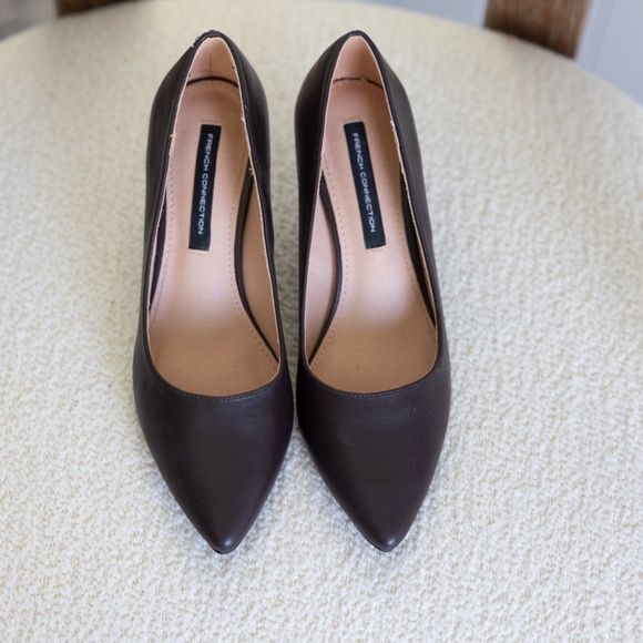 French Connection Brown Kitten Heel Pointed Toe Pumps Faux Leather Womens US 7 - Picture 3 of 14